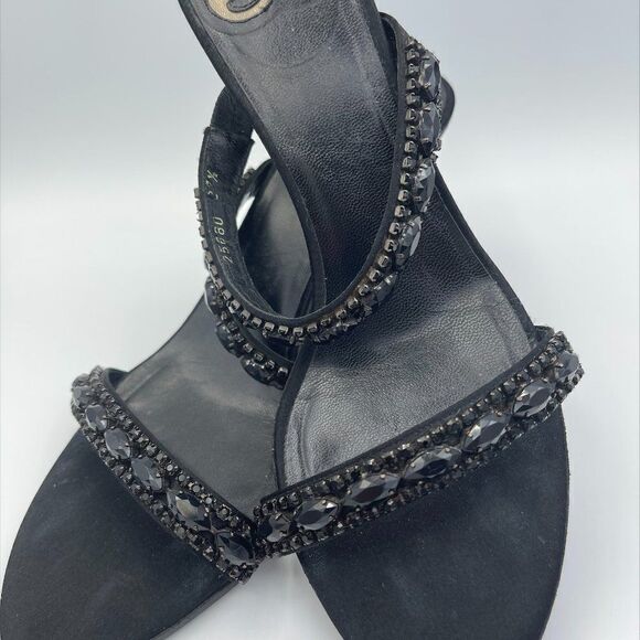 Vero Cuoio shoes, sz 7.5, dressy strappy kitten heel sandal with black beads - Picture 4 of 16